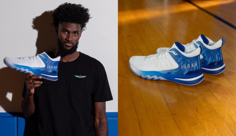 Orlando Magic player Jonathan Judah Issac and his new shoe from his clothing line brand, UNITUS.