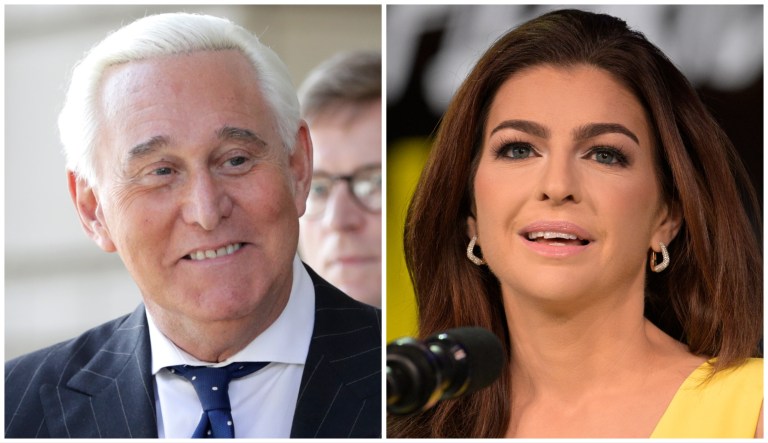Roger Stone, an ally of former President Donald Trump, and Casey DeSantis, wife of Gov. Ron DeSantis (R-FL).