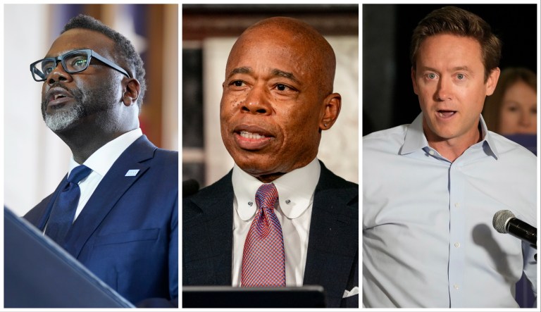 Democratic Mayors Brandon Johnson of Chicago, Eric Adams of New York City, and Mike Johnston of Denver held a news conference on Wednesday, Dec. 27, 2023, calling for the federal government to provide more assistance as their cities are overrun by an influx of immigrants from the southern border.