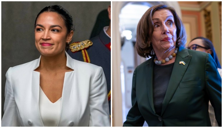 Rep. Alexandria Ocasio-Cortez (D-NY) and Speaker Emerita Nancy Pelosi (D-CA).