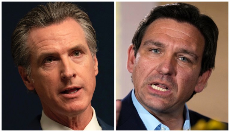 Govs. Gavin Newsom (D-CA) and Ron DeSantis (R-FL).