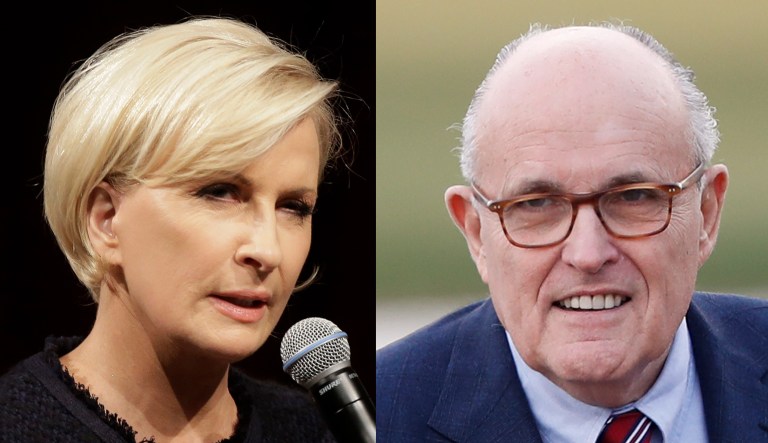 Morning Joe host Mika Brzezinski and former New York City Mayor Rudy Giuliani