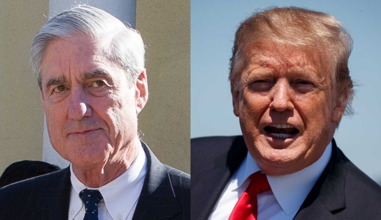 Pictured are Robert Mueller, left, and Donald Trump, right.