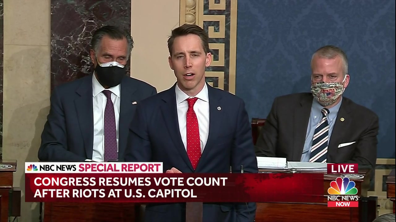 Hawley pivots from condemning violence to concerns of voting irregularities
