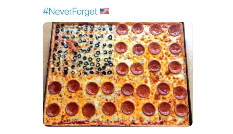 Ledo's Pizza chain tweeted a picture of a star-spangled pizza in memory of 9/11.