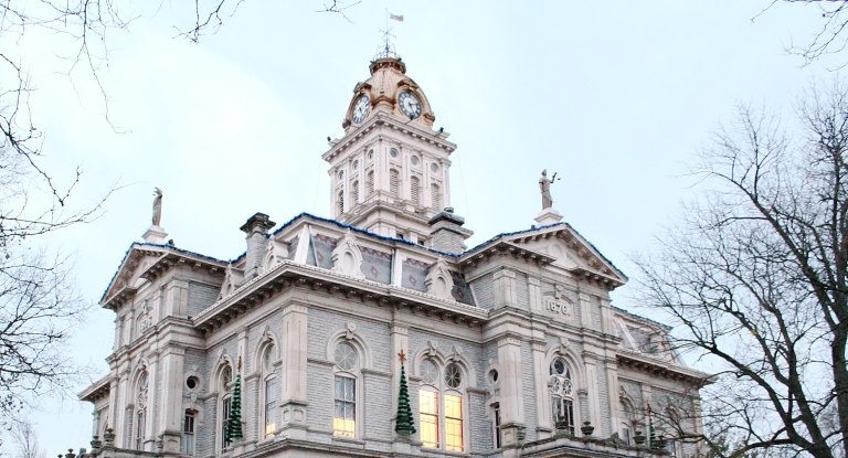 The courthouse at the center of Newark, Ohio, is surrounded by a regenerated city 