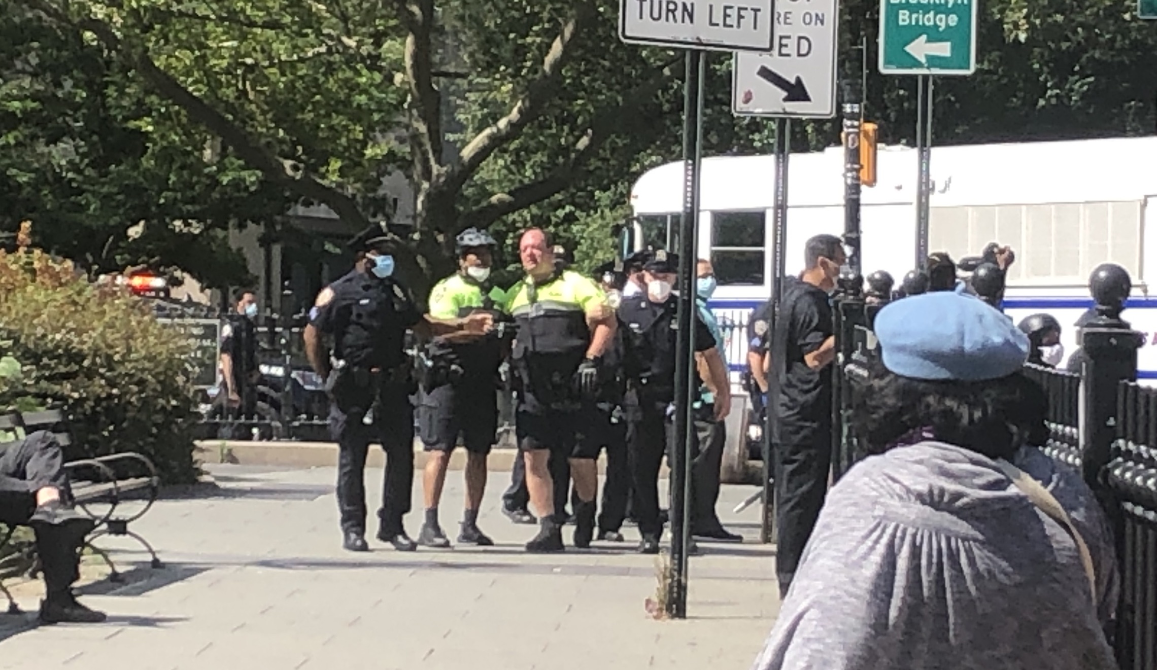 NYPD officers attacked attempting to separate demonstrations on law enforcement