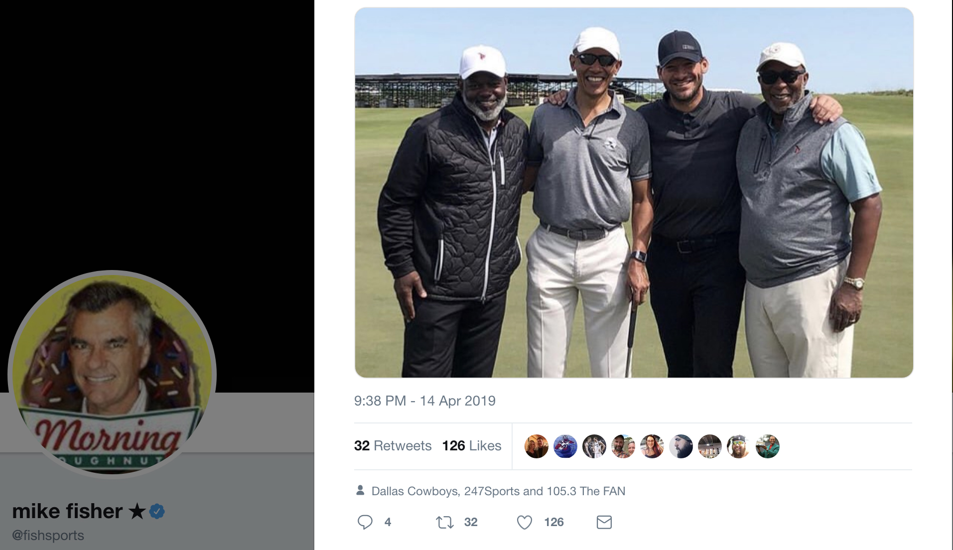 Obama golfs with Cowboys legends