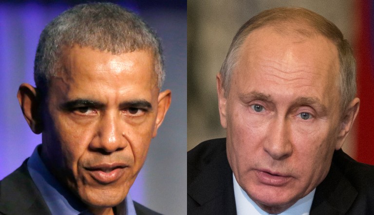 Former U.S. President Barack Obama and Russian President Vladimir Putin.