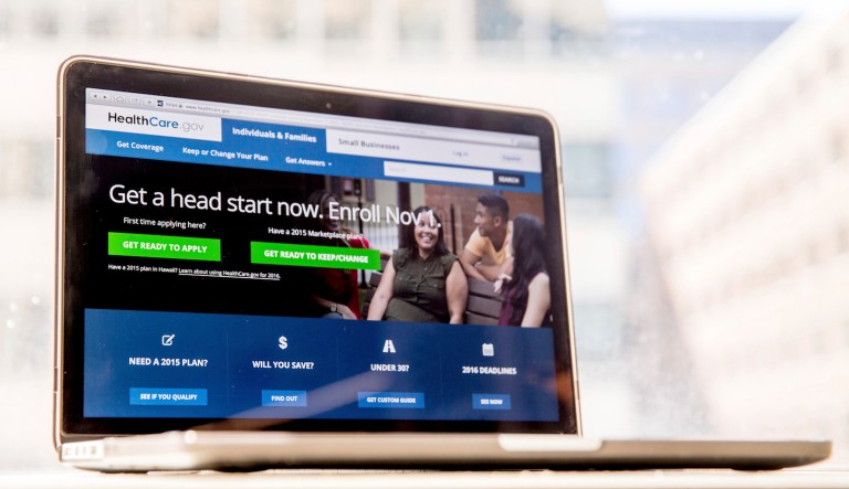 In this Oct. 6, 2015, photo, the HealthCare.gov website, where people can buy health insurance, is displayed on a laptop screen in Washington.