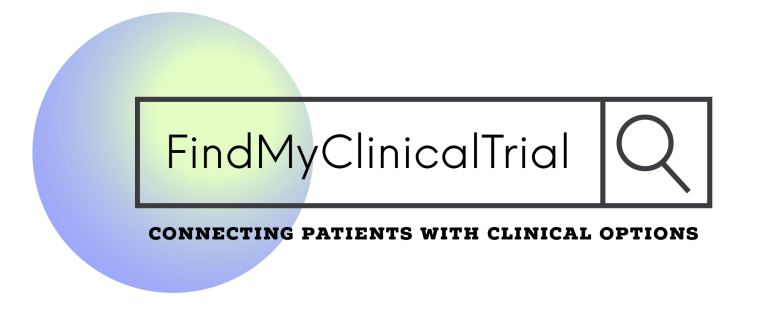 FindMyClinicalTrial's logo is seen in this image. FindMyClinicalTrial uses FDA data from active clinical trials to allow doctors and patients to search for programs in a way that is user-friendly for the average person.