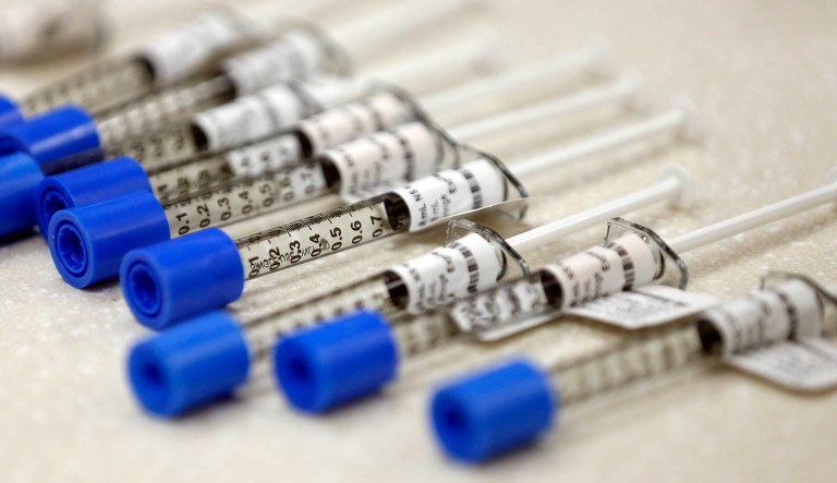 This Friday, June 1, 2018, file photo shows syringes of the opioid painkiller fentanyl in an inpatient pharmacy.