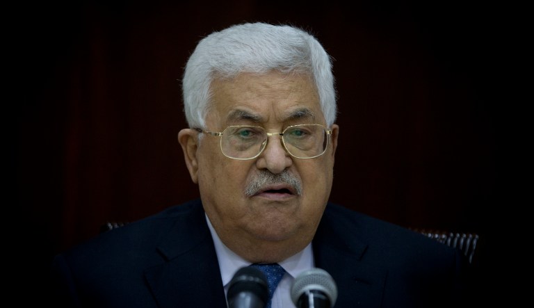 Palestinian President Mahmoud Abbas chairs the Fatah Central Committee meeting at the Palestinian Authority headquarters, in the West Bank city of Ramallah, Tuesday, May 29, 2018.