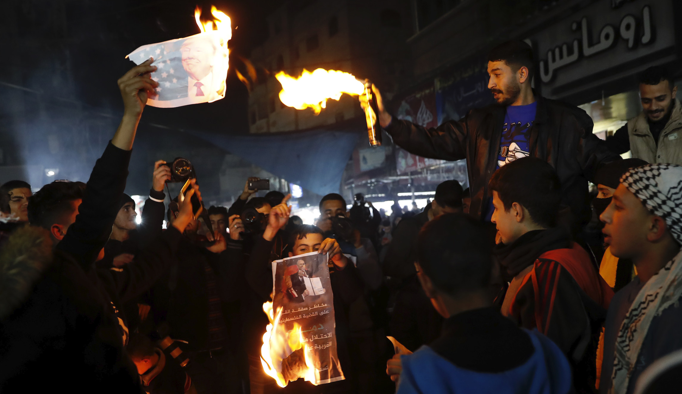 ‘A thousand noes’: Palestinian leader rejects Trump peace plan amid protests