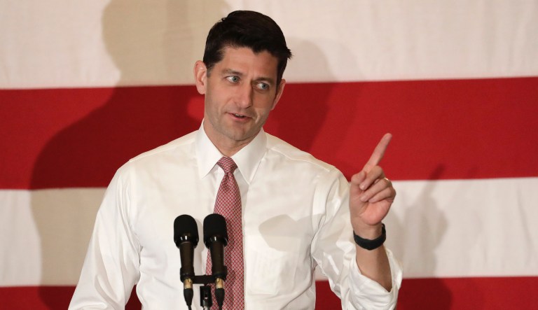 U.S. House Speaker Paul Ryan speaks during a campaign event for Jay Webber, Republican candidate for Congress in the 11th District of New Jersey, Wednesday, Oct. 17, 2018, in Hanover, N.J.