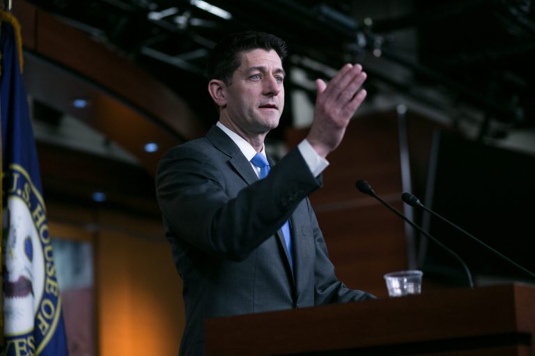 House Speaker Paul Ryan, R-WI, announces that he will not run for re-election at the end of this term, Wednesday, April 11, 2018, during a news conference on Capitol Hill. 