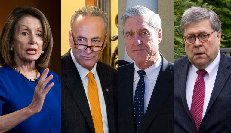 Nancy Pelosi, Chuck Schumer, Robert Mueller, William Barr