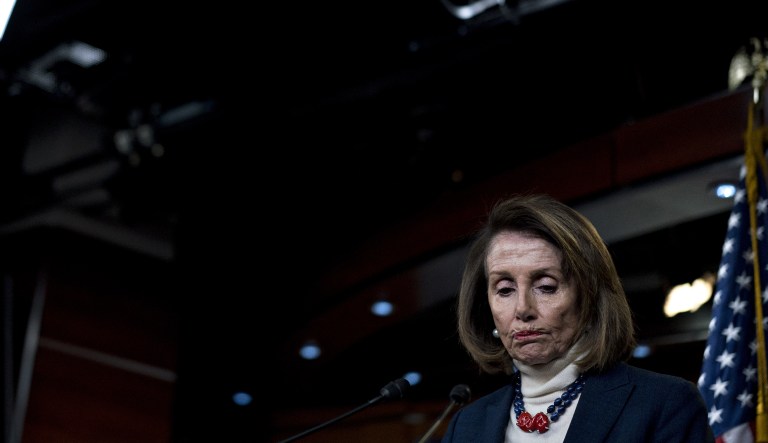 U.S. House Speaker Nancy Pelosi, a Democrat from California, pauses while speaking during a news conference on Capitol Hill in Washington, D.C., U.S., on Thursday, Jan. 17, 2019. The White House on this week doubled its estimate of the cost of the government shutdown on the economy -- saying it hadn't been counting the effects on government contractors. 