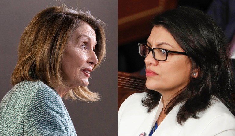 Nancy Pelosi and Rashida Tlaib are shown.