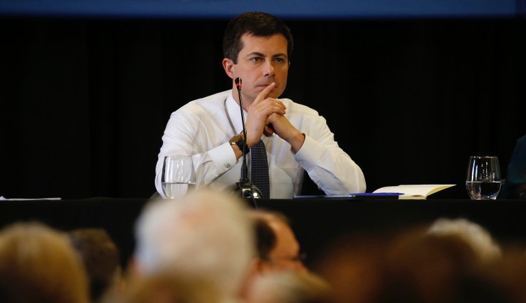 Democratic presidential candidate South Bend, Ind., Mayor Pete Buttigieg listens to a question from the audience during a campaign stop, Thursday, Oct. 24, 2019, in Nashua, New Hampshire. 