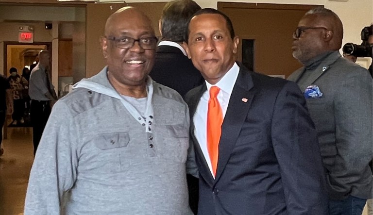 Pastor Jim Nelson, left, Lenny McAllister.