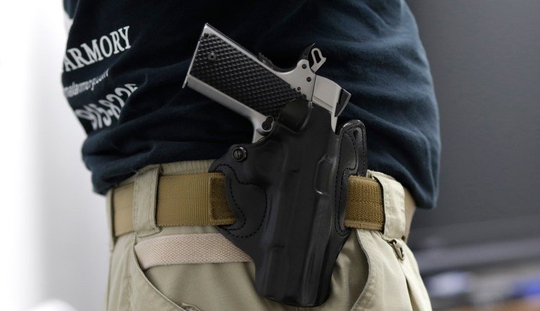 In this photo taken Wednesday, Nov. 27, 2019, are "ghost guns" on display at the headquarters of the San Francisco Police Department in San Francisco.