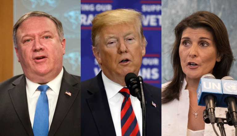 Mike Pompeo, Donald Trump, Nikki Haley