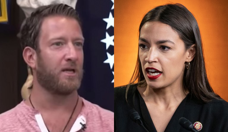 Pictured are Dave Portnoy, left, and Alexandria Ocasio-Cortez, right.