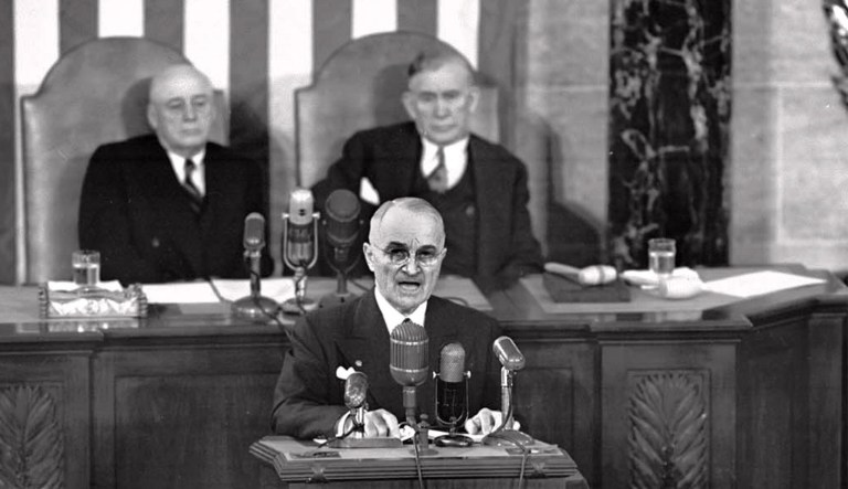 President Harry S. Truman delivers his State of the Union speech before a joint session of Congress in Washington, D.C., on Jan. 8, 1951.