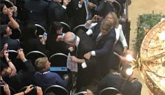Protester forcibly removed from room ahead of Trump, Putin joint press conference