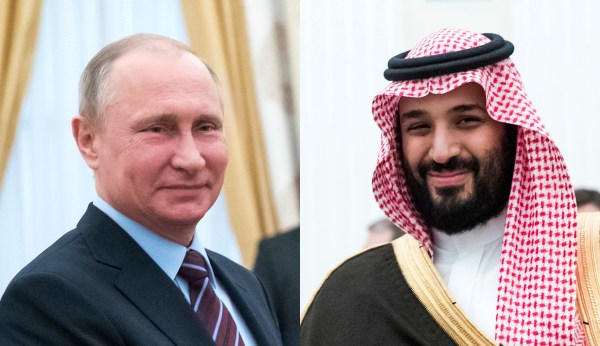 Putin, Saudi crown prince share smiles and a handshake as Trump walks into room at G-20