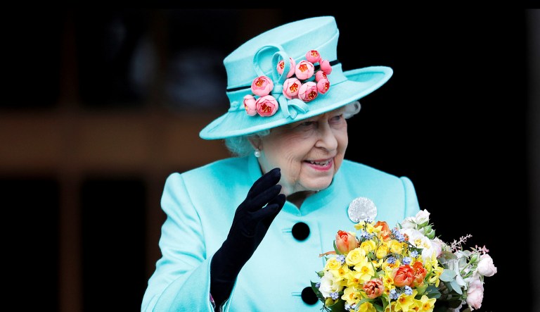 FILE - In this April 16, 2017, file photo, Britain's Queen Elizabeth leaves the Easter Sunday service in Windsor Castle, in Windsor England. 
