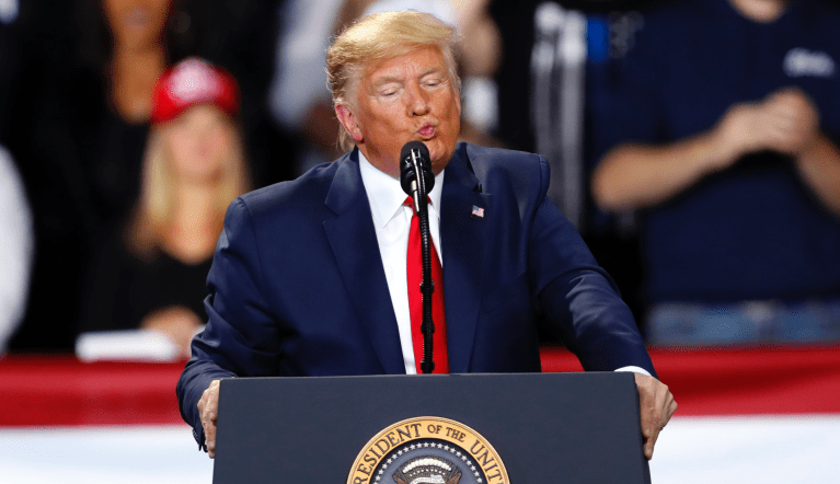 President Donald Trump speaks at a campaign rally in Battle Creek, Mich., Wednesday, Dec. 18, 2019. (AP Photo/Paul Sancya)