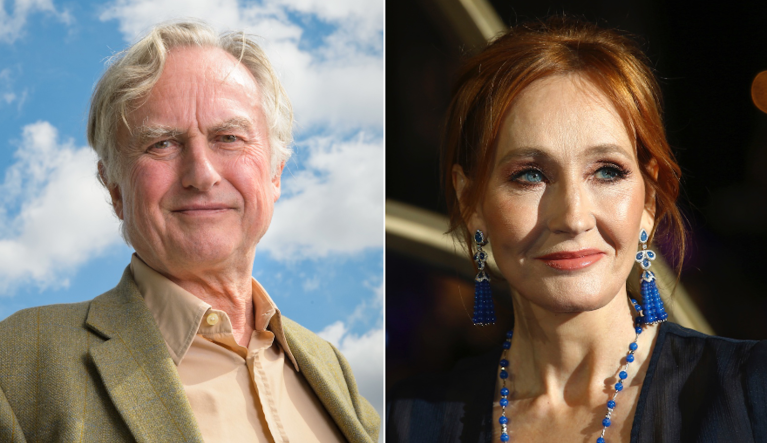 Richard Dawkins (left) and J.K. Rowling.