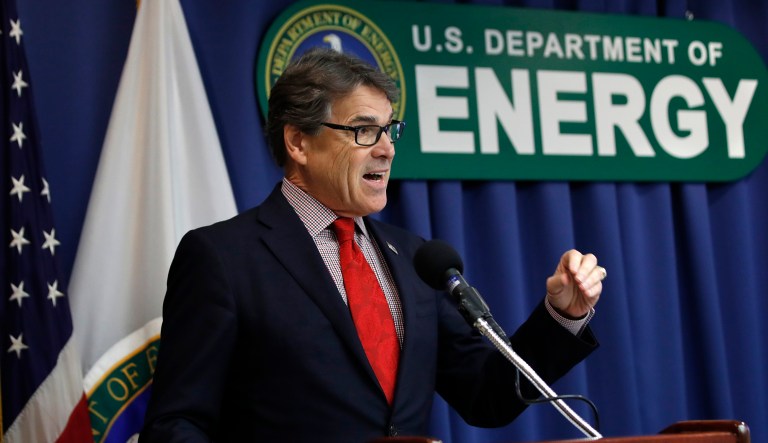 Energy Secretary Rick Perry speaks during a news conference, Tuesday, July 18, 2017, at the National Press Club in Washington.