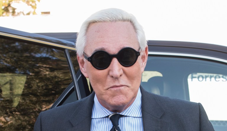 Roger Stone arrives at Federal Court for the second day of jury selection for his federal trial,  in Washington, Wednesday, Nov. 6, 2019. Stone, a longtime Republican provocateur and former confidant of President Donald Trump, goes on trial over charges related to his alleged efforts to exploit the Russian-hacked Hillary Clinton emails for political gain.