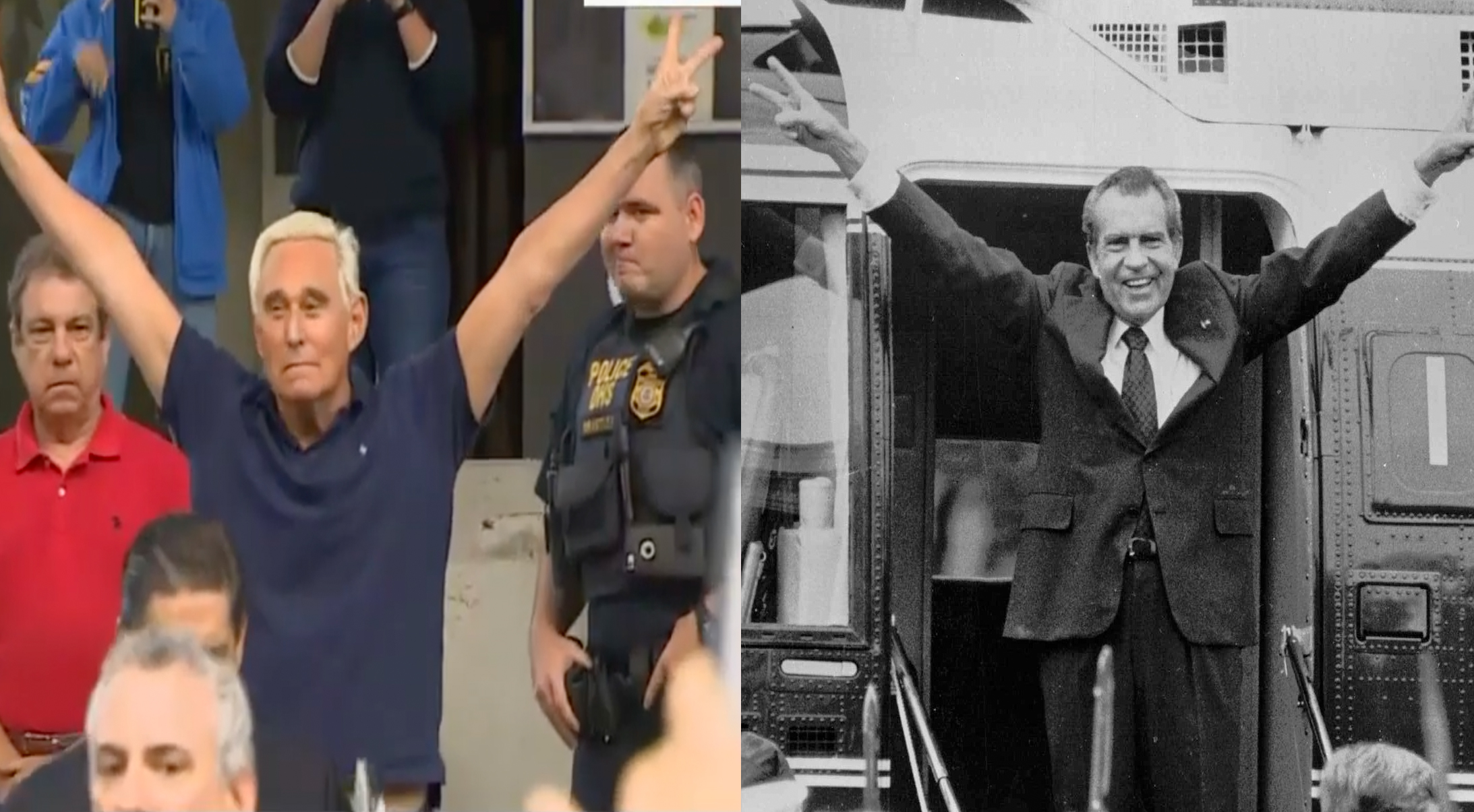 Roger Stone channels idol Richard Nixon in defiant ‘V for victory’ pose