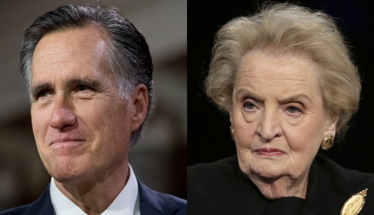 MItt Romney and Madeleine Albright.