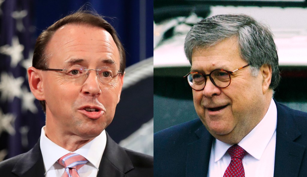 Barr, Rosenstein at DOJ for continued review of Mueller report