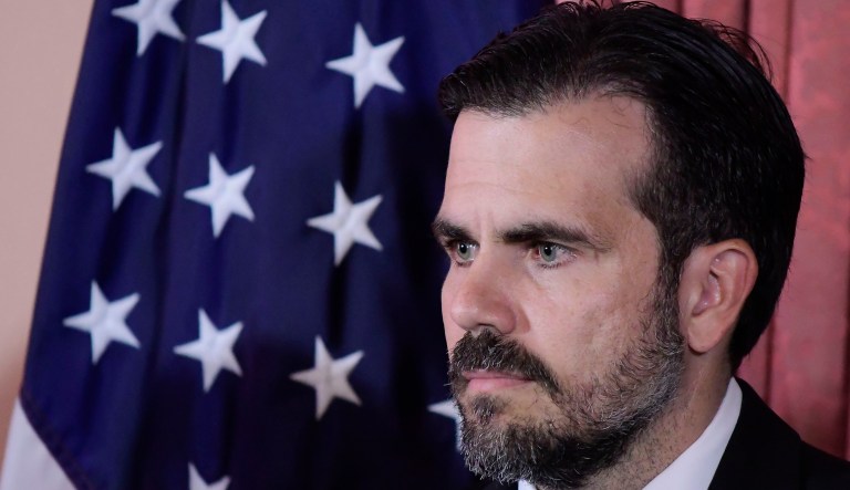 Puerto Rico Gov. Ricardo Rossello attends a press conference in La Fortaleza's Tea Room, in San Juan, Puerto Rico, Tuesday, July 16, 2019.