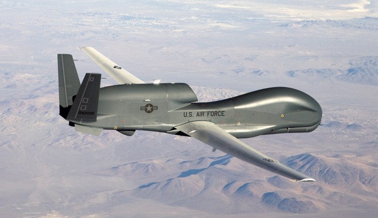 An RQ-4 Global Hawk unmanned aircraft like the one shown is currently flying non-military mapping missions over South, Central America and the Caribbean at the request of partner nations in the region.