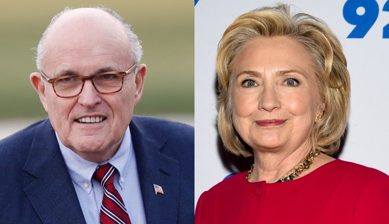 Pictured are Rudy Giuliani, left, and Hillary Clinton, right.