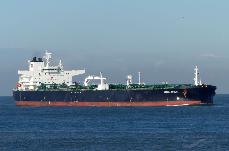 The Seoul Spirit, a crude oil tanker carrying Russian fuel, is anchored in Delaware Bay. It left Murmansk, Russia on Feb. 8 before the Ukraine invasion began. 