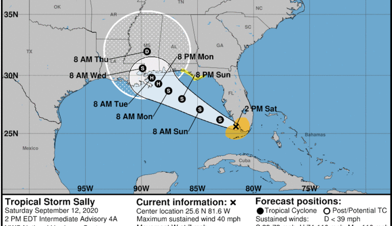 Tropical Storm Sally forms off coast of southwest Florida