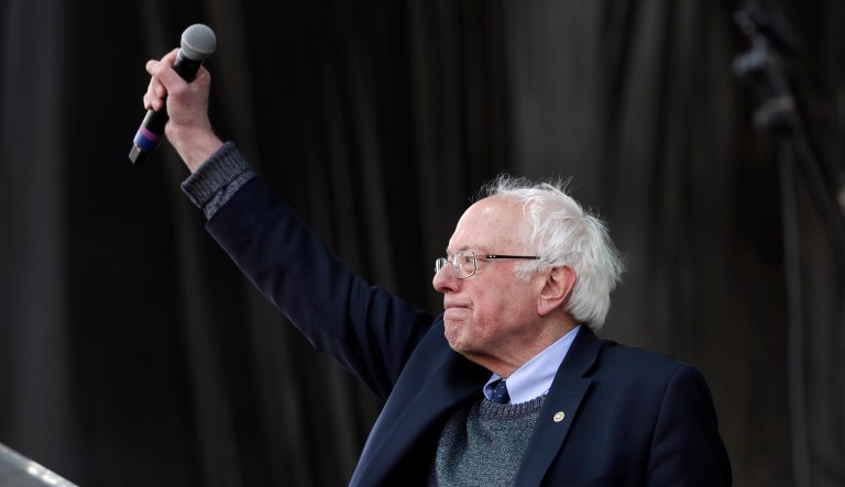 U.S. Sen. Bernie Sanders, I-Vt., speaks at a rally commemorating the 50th anniversary of the assassination of Rev. Martin Luther King Jr., Wednesday, April 4, 2018, in Memphis, Tenn. King was assassinated April 4, 1968, while in Memphis supporting striking sanitation workers.