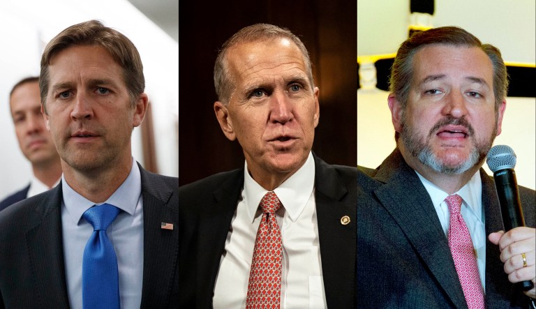 Sens. Ben Sasse, Ted Cruz, and Thom Tillis are pictured.
