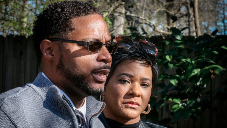 Timothy Savage, left, and his wife Jonjelyn Savage discuss their daughter's relationship with R&B singer R. Kelly at a press conference with their attorney on Wednesday, March 6, 2019, in Decatur, Ga. The family claims they haven't seen their daughter, Joycelyn Savage, for years and blame Kelly for maintaining a cult-like influence over her. The recording artist has been trailed for decades by allegations that he violated underage girls and women and held some as virtual slaves. 