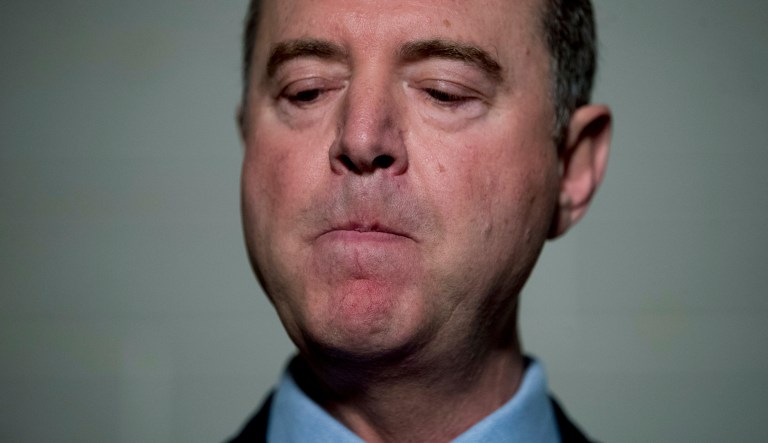 Adam Schiff, D-Calif., Chairman of the House Intelligence Committee, pauses while giving a statement to members of the media following a formerly planned joint committee deposition with Ambassador Gordon Sondland, with the transcript to be part of the impeachment inquiry into President Donald Trump, on Capitol Hill in Washington, Tuesday, Oct. 8, 2019. The Trump Administration ordered Ambassador Sondland not to appear.