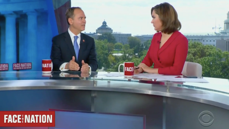 California Rep. Adam Schiff appearing on Face The Nation on Oct 13