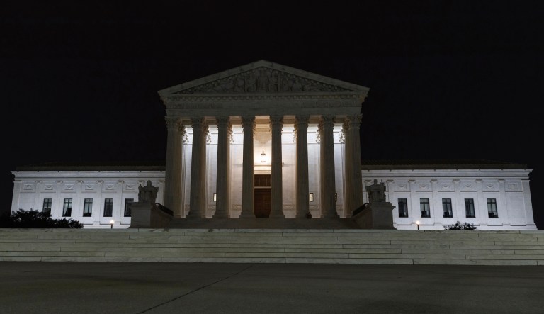 The Supreme Court is seen in Washington, late Tuesday, July 16, 2019. 